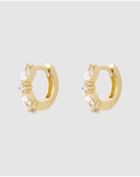 Wanderlust + Co - Marquise Pave Gold 8mm Huggie Earrings