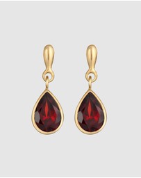 Elli Jewelry - Earrings Ear Hanger Drop Elegant with Garnet in 925 Sterling Silver gold plated