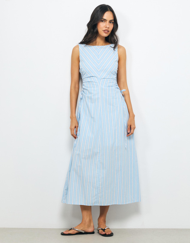 AERE - Nieve Stripe Cotton Midi Dress