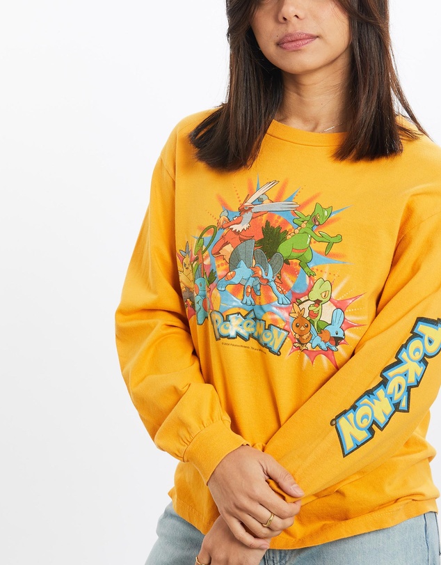 Vintage by The Real Deal - Pre Loved - Vintage Pokémon Cartoon Gel Print Long Sleeve Tee