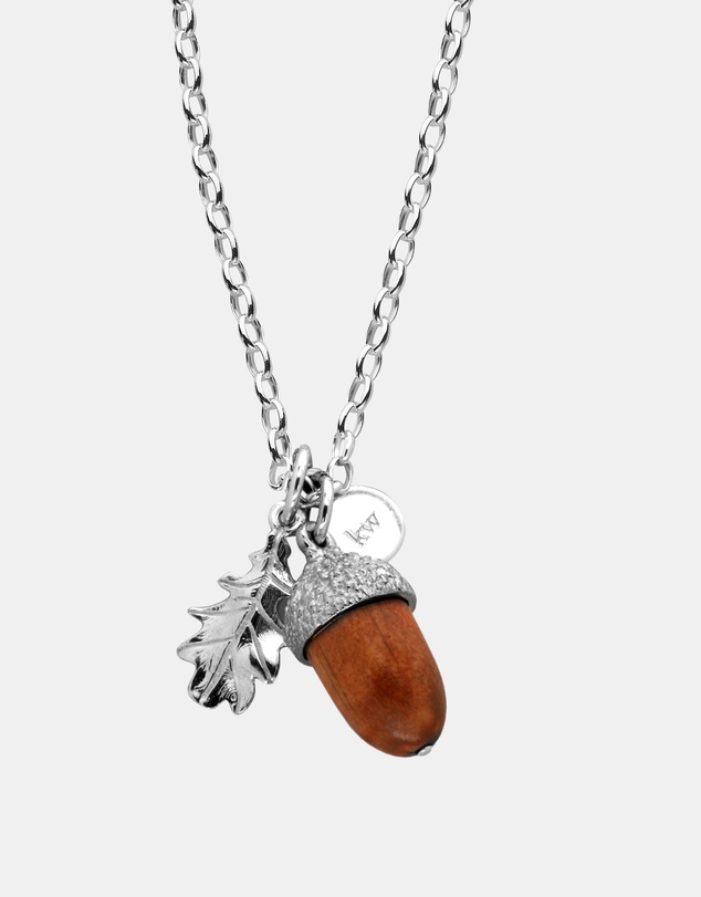 Karen Walker - Acorn & Leaf Pendant with Wooden Acorn