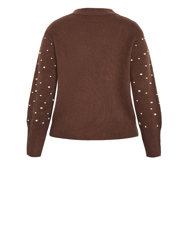 City Chic - Plus size Pearl Gate Jumper - chocolate