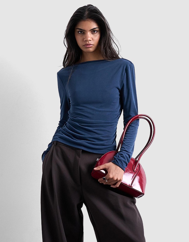 TOPSHOP - Cupro LS Cowl Back Top