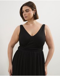 Atmos&Here Curvy - Lara V-Neck Ruched Side Maxi Dress