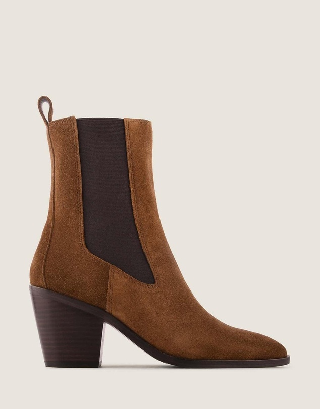 Shelly Shen - Ali Heel Ankle Boots Chestnut Suede