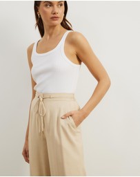 Atmos&Here - Dusk Tie Waist Linen Blend Pants