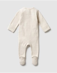 Wilson & Frenchy - Organic Stripe Rib Zipsuit with Feet - Babies