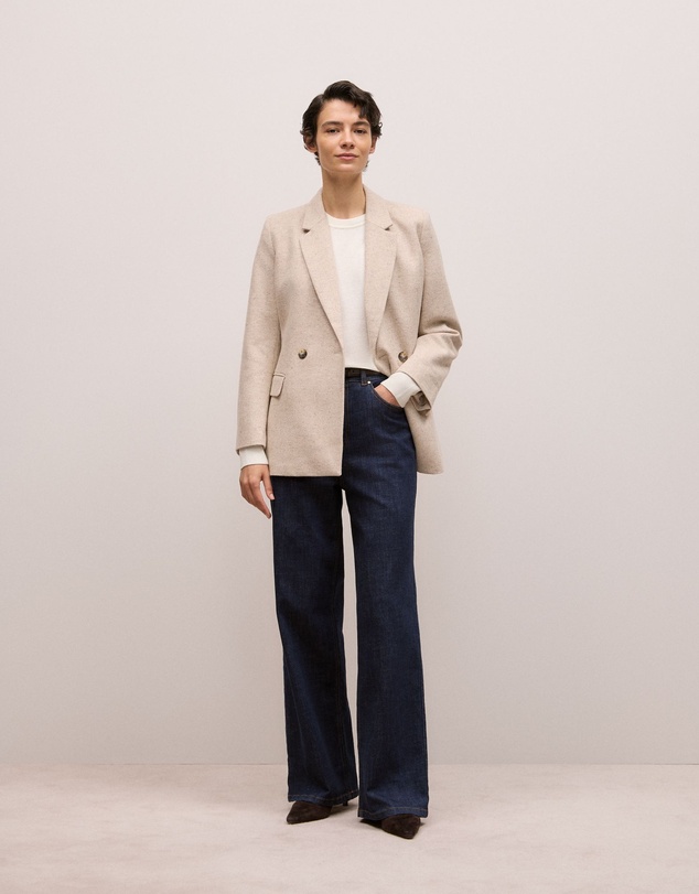 Trenery - Italian Wool Blend Flecked Blazer in Oat Marle