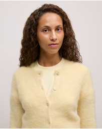 Trenery - Brushed Alpaca Button Through Cardigan in Winter Butter