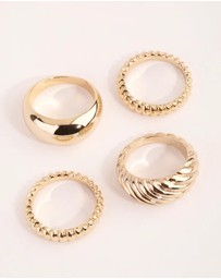 Lovisa - Gold Plated Twisted & Plain Ring Set