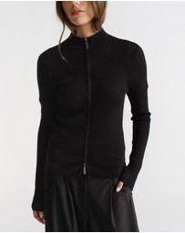 Decjuba - D-Luxe Knit Zip Long Sleeve Top