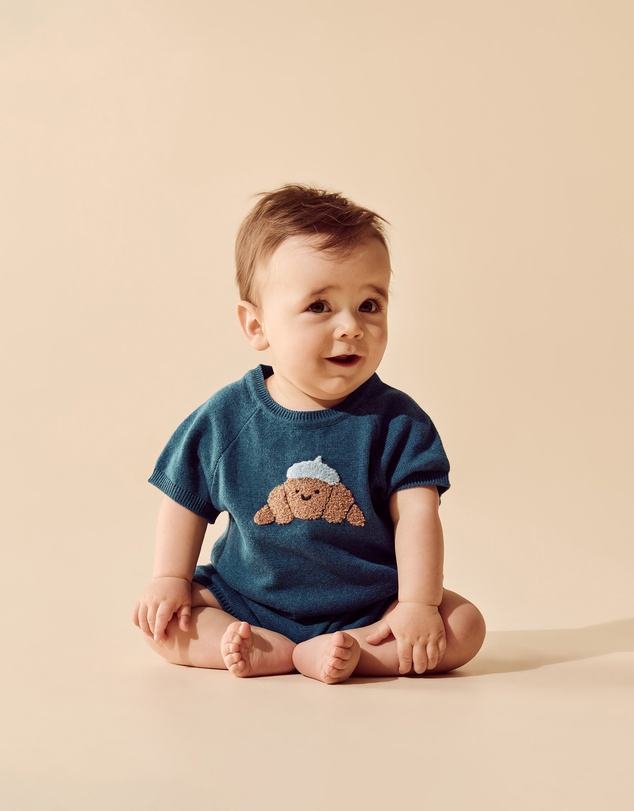 Wilson & Frenchy - Little Croissant Organic Knitted Growsuit - Babies