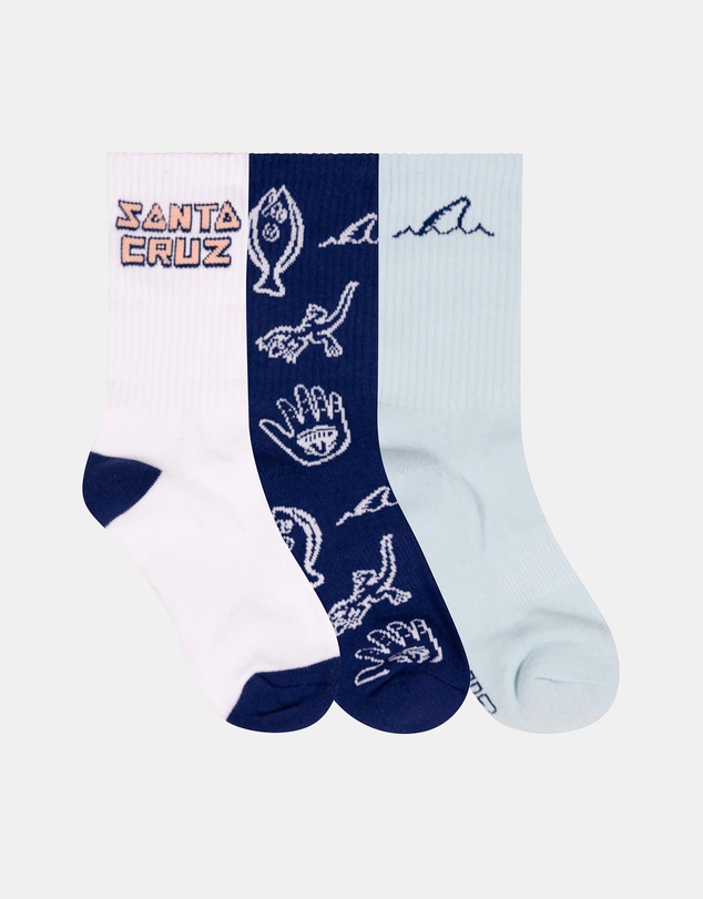 Santa Cruz - 3-Pack Tripper Deconstruct Crew Socks - Teens