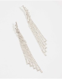 Lovisa - Twisted Diamante Cup Chain Drop Silver Earrings