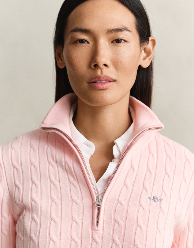 Gant - Stretch Cotton Cable Half Zip Sweater