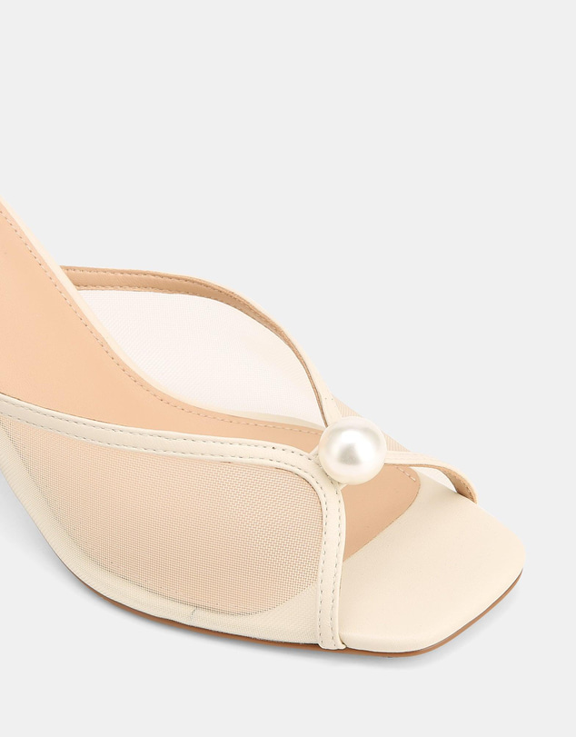 Wittner - Irina Mid Sandals Off White Mesh/ Leather