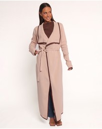Petal & Pup - Vallis Contrast Trim Long Cardigan - Beige
