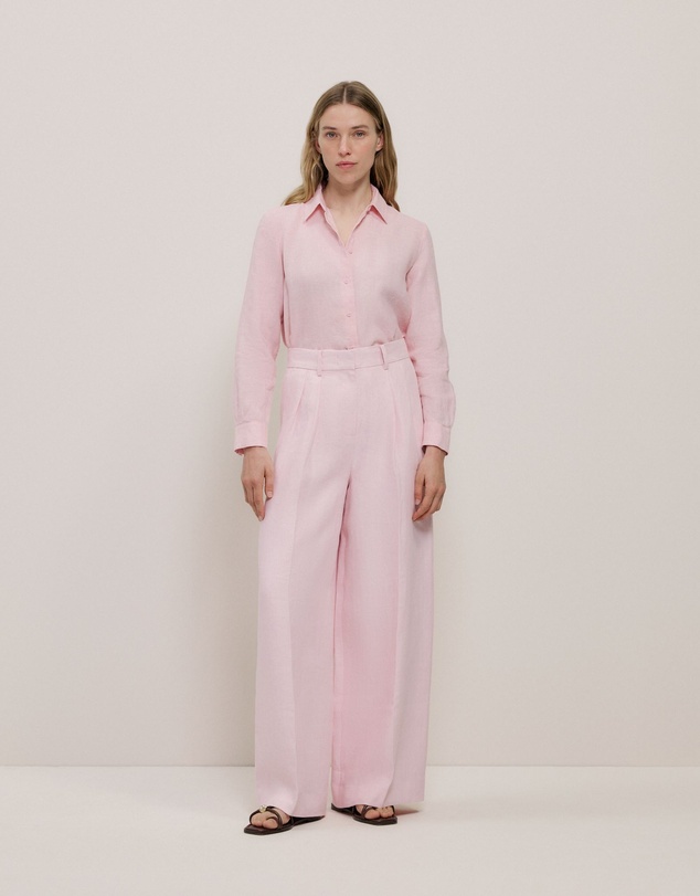 Trenery - Yarn Dyed Linen Classic Shirt in Blossom Pink