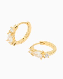 Lovisa - Gold Plated Sterling Silver Pear Cubic Zirconia Huggie Earrings