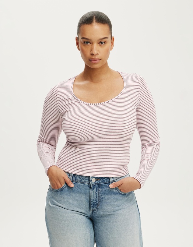 Cotton On - Scoop Neck Rib Long Sleeve