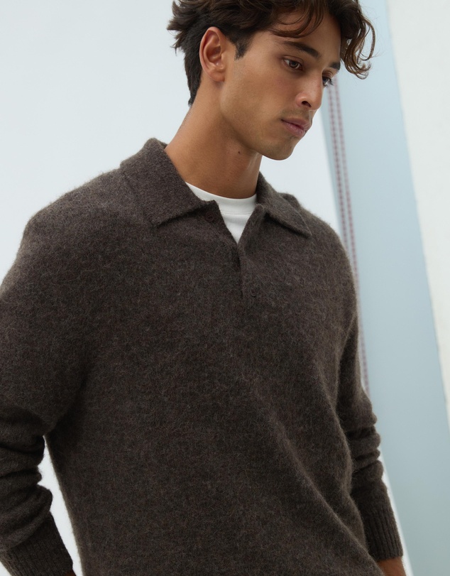 AERE - Brushed Alpaca Blend Knit Polo