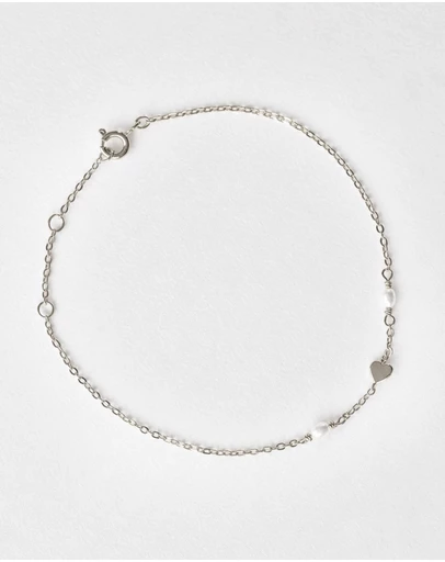 SAINT VALENTINE - Heart & Pearl Bracelet - Silver