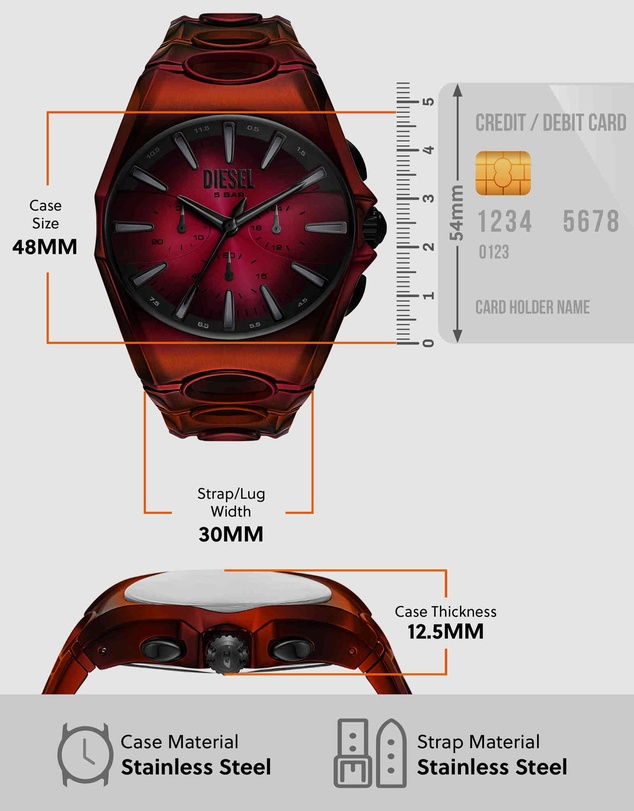 Diesel - D-Curve Red Chronograph Watch