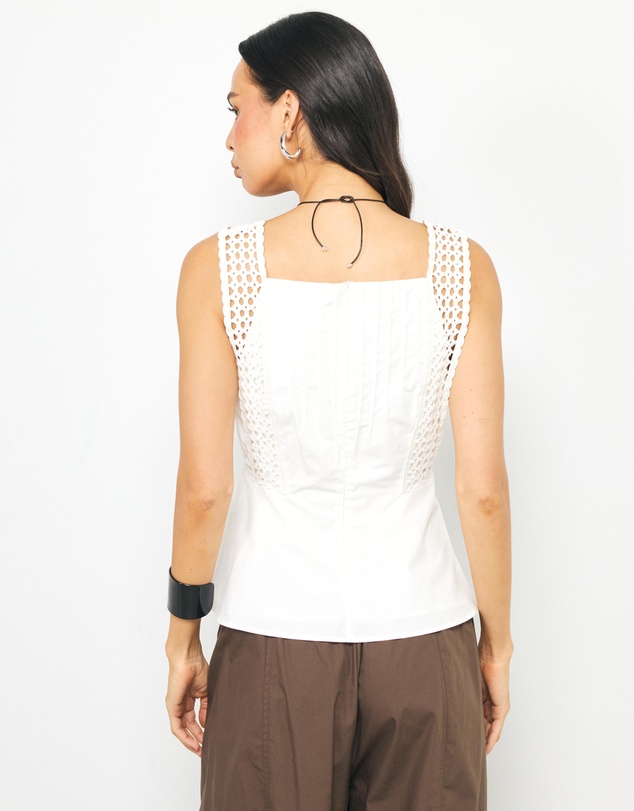 AERE - Serena Lace Poplin Top