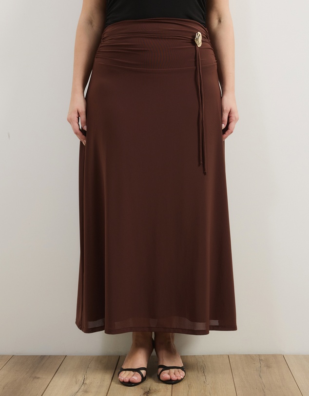 Atmos&Here Curvy - Valentia Belted Mesh Maxi Skirt