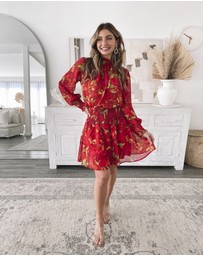 Esther & Co - Neary Dress - Red Watercolour