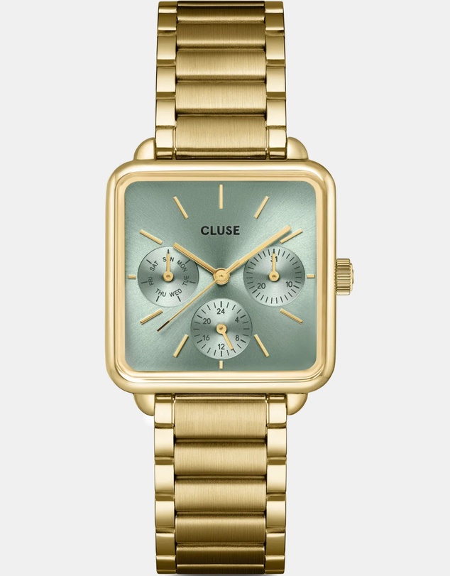 Cluse - La Tetragone Multifunction Sage Green/Gold Link