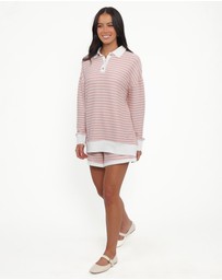 Petal & Pup - Dealia Knit Short Set - Pink Stripe