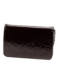 Pre-Loved by Azura Reborn - Pre-Loved CC Embossed Patent Camellia Wallet On Chain