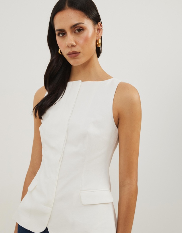 Atmos&Here - Solene Linen Blend Boat Neck Vest