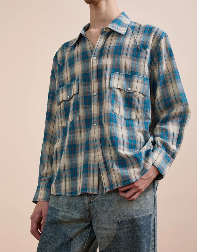 Found - Western Plaid Snap Button Shirt