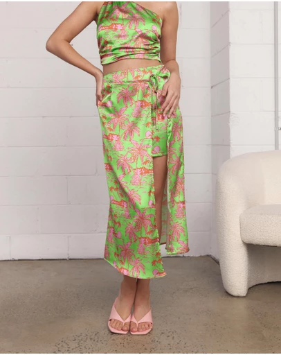 Dazie - Check On It Satin Midi Skirt