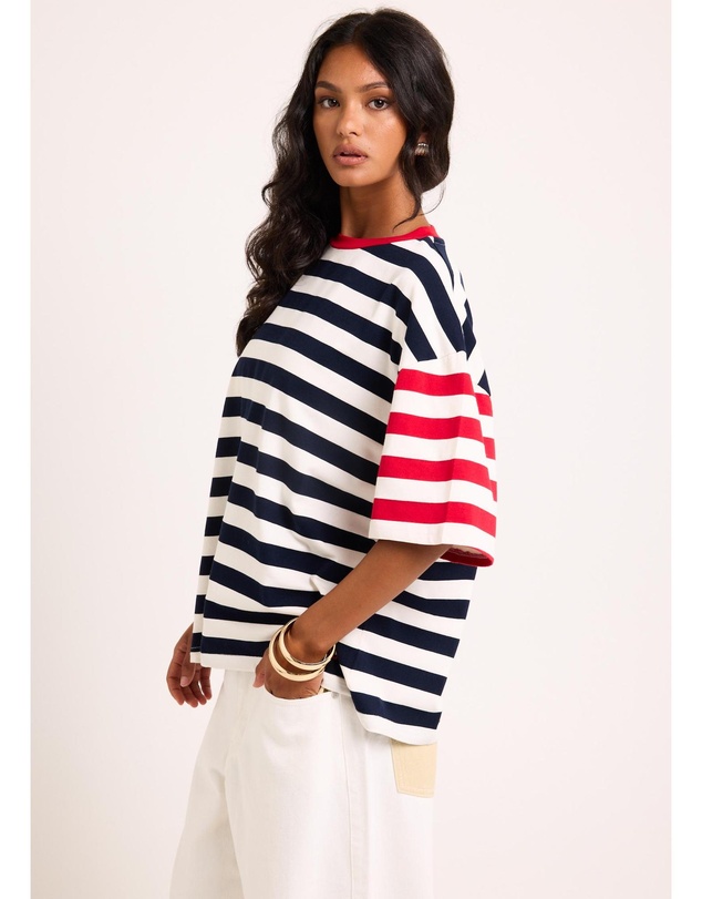 Subtitled - Fitzroy Stripes Oversized Short Sleeve T-Shirt
