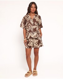 Petal & Pup - Pacifica Shorts - Chocolate Floral