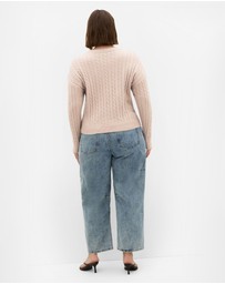 City Chic - Plus size Kenia Crew Neck Knit Jumper - light taupe