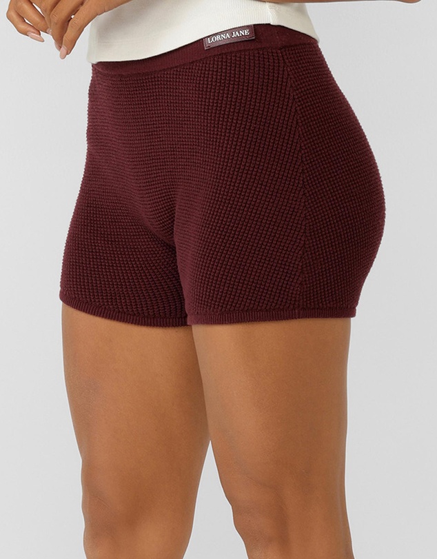 Lorna Jane - Take It Easy Waffle Knit 7cm Cheeky Shorts