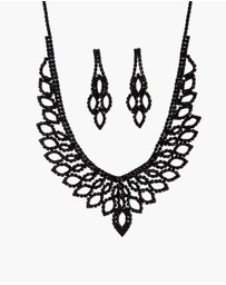 Lovisa - Black Decorative Cup Chain Earrings Necklace Set