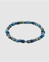 Kuzzoi - ICONIC EXCLUSIVE - Bracelet Male Beads Blue Vintage 925 Sterling Silver