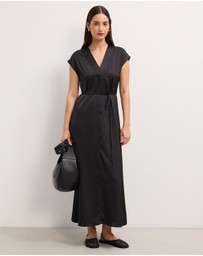 The Fated - Josephine Satin V-Neck Maxi Dress
