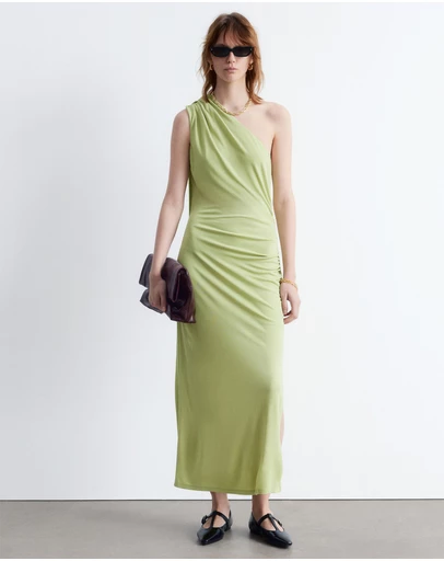 & Other Stories - One-Shoulder Scarf-Detail Midi Dress
