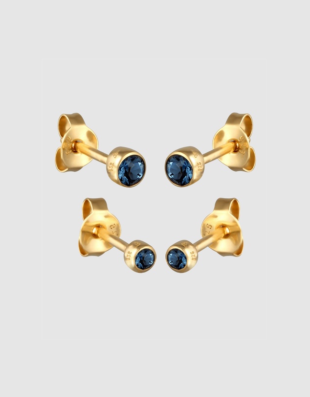 Elli Jewelry - Earrings Set with Circle Crystals 925 Sterling Silver Gold-plated