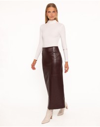 Petal & Pup - Koda Faux Leather Column Skirt - Burgundy