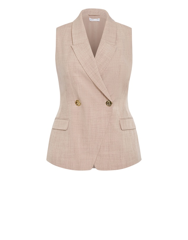 City Chic - Plus size WAISTCOAT LUCI MP - Latte