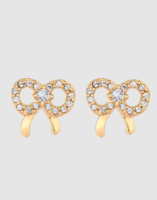 Elli Jewelry - Crystal Bow Stud Earrings in Gold-Plated 925 Silver