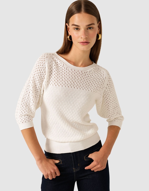 SACHA DRAKE - 3/4 Sleeve Ripple Knit Top