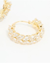 Lovisa - Gold Plated Diamante Marquise Herringbone Hoop Earrings